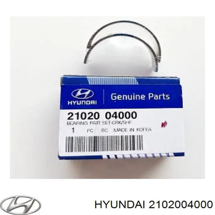 2102004000 Hyundai/Kia вкладыши коленвала коренные, комплект, 1-й ремонт (+0,25)