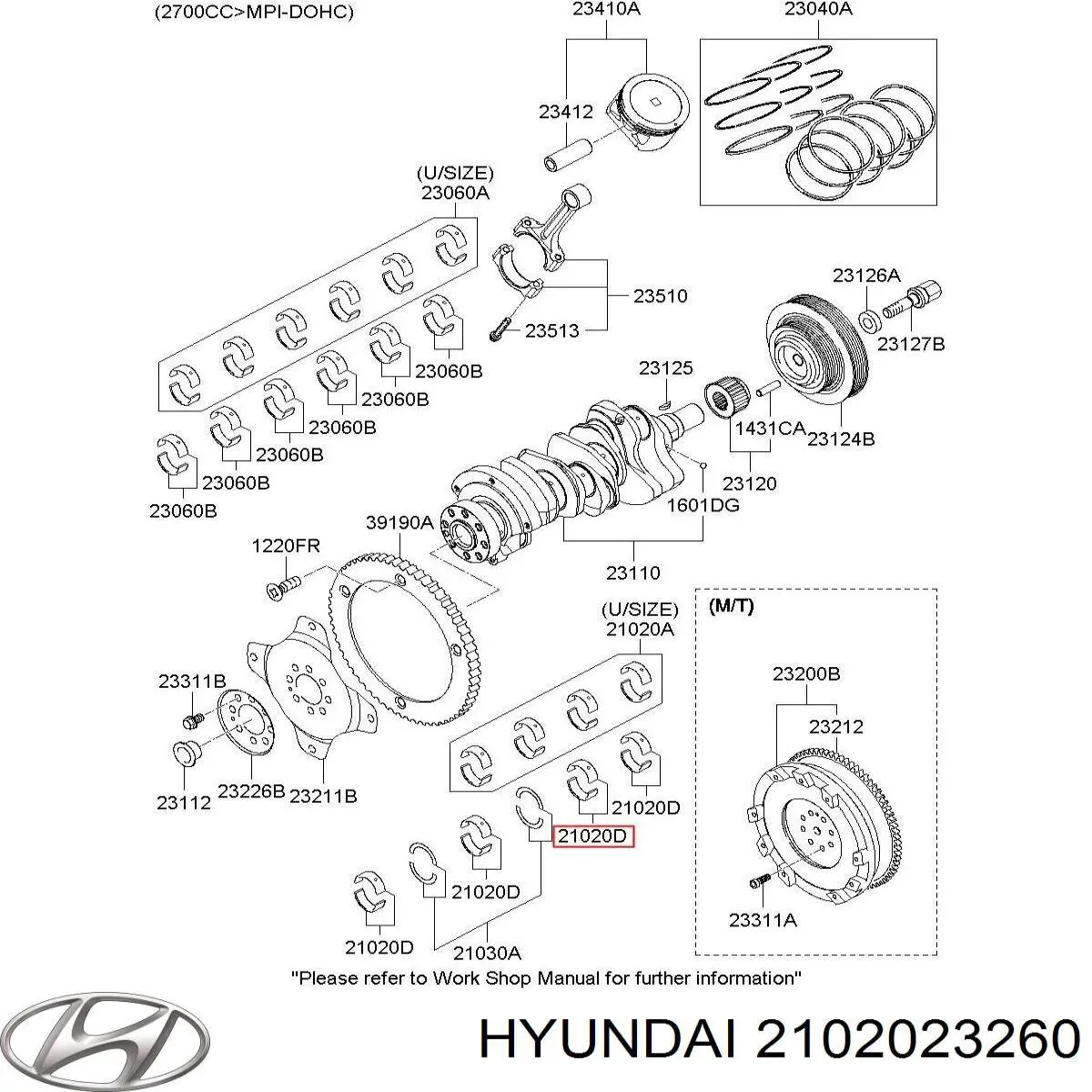 Шатунные вкладыши коленчатого вала Hyundai/Kia 2102023360 цена, от 8.56 USD