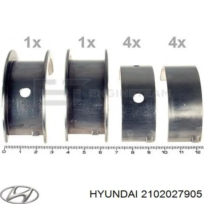 Купить 2102027905 Hyundai/Kia Вкладыши коленвала, коренные, комплект, стандарт (STD)