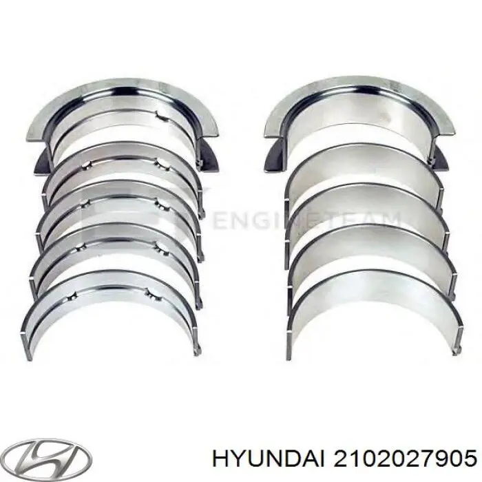 Вкладыши коленвала коренные, комплект, стандарт (STD) 2102027905 Hyundai/Kia