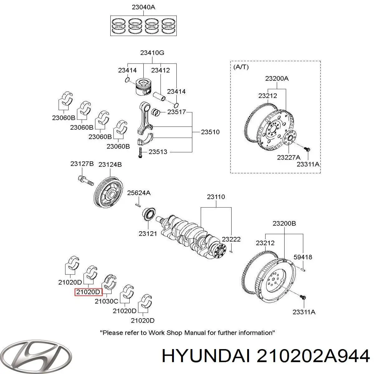 Вкладыши коленвала коренные, стандарт (STD) Hyundai/Kia 210202A944 цена, от 5.05 USD