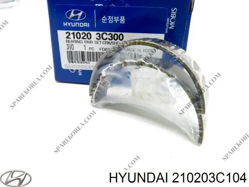 Вкладыши коленвала коренные, комплект, стандарт (STD) 210203C104 Hyundai/Kia