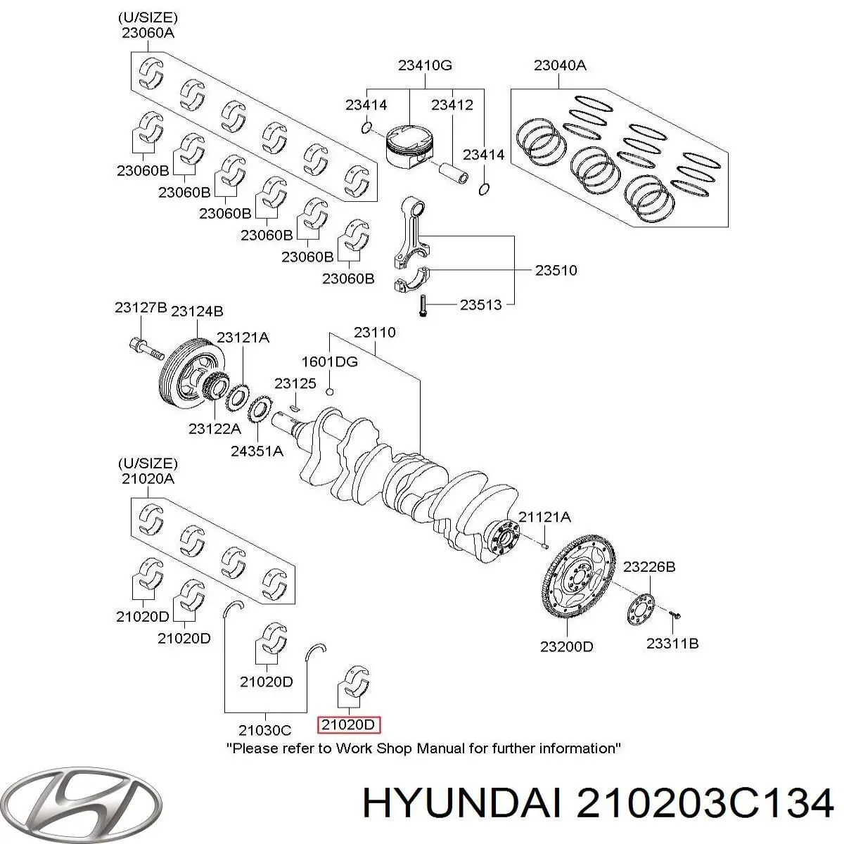 210203C230 Hyundai/Kia вкладыши коленвала коренные, комплект, стандарт (std)
