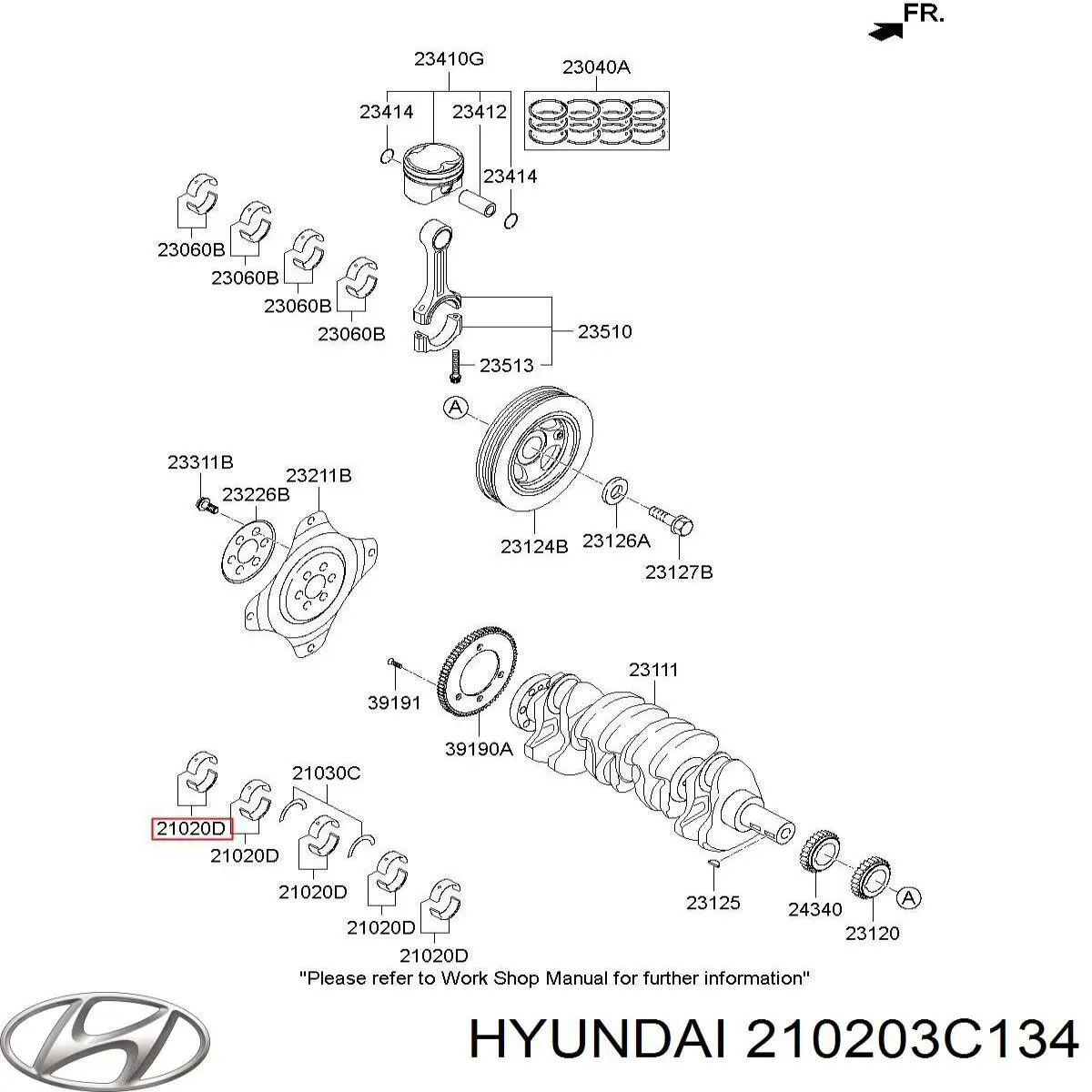 Купить 210203C230 Hyundai/Kia Вкладыши коленвала, коренные, комплект, стандарт (STD)