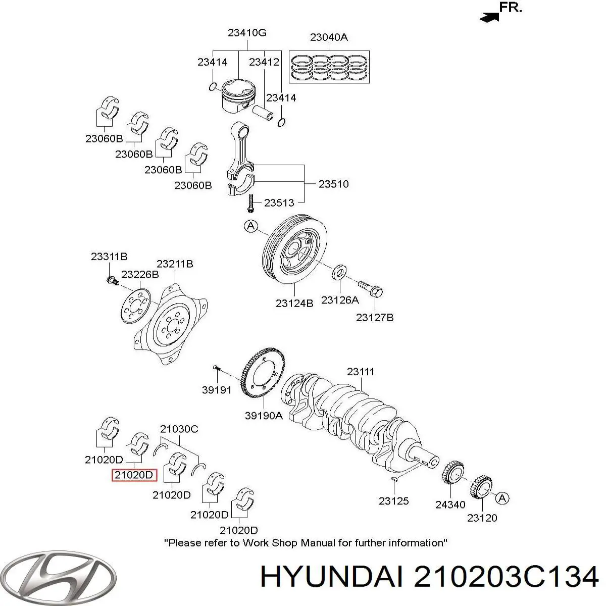 Вкладыши коленвала коренные, стандарт (STD) Hyundai/Kia 210203C230 цена, от 12.80 USD