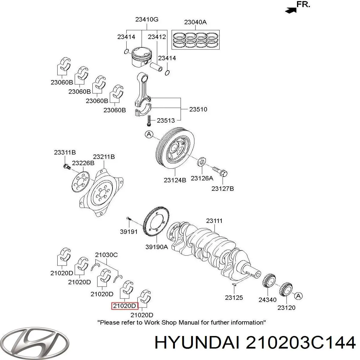 Вкладыши коленвала коренные, стандарт (STD) Hyundai/Kia 210203C340 цена, от 8.55 USD