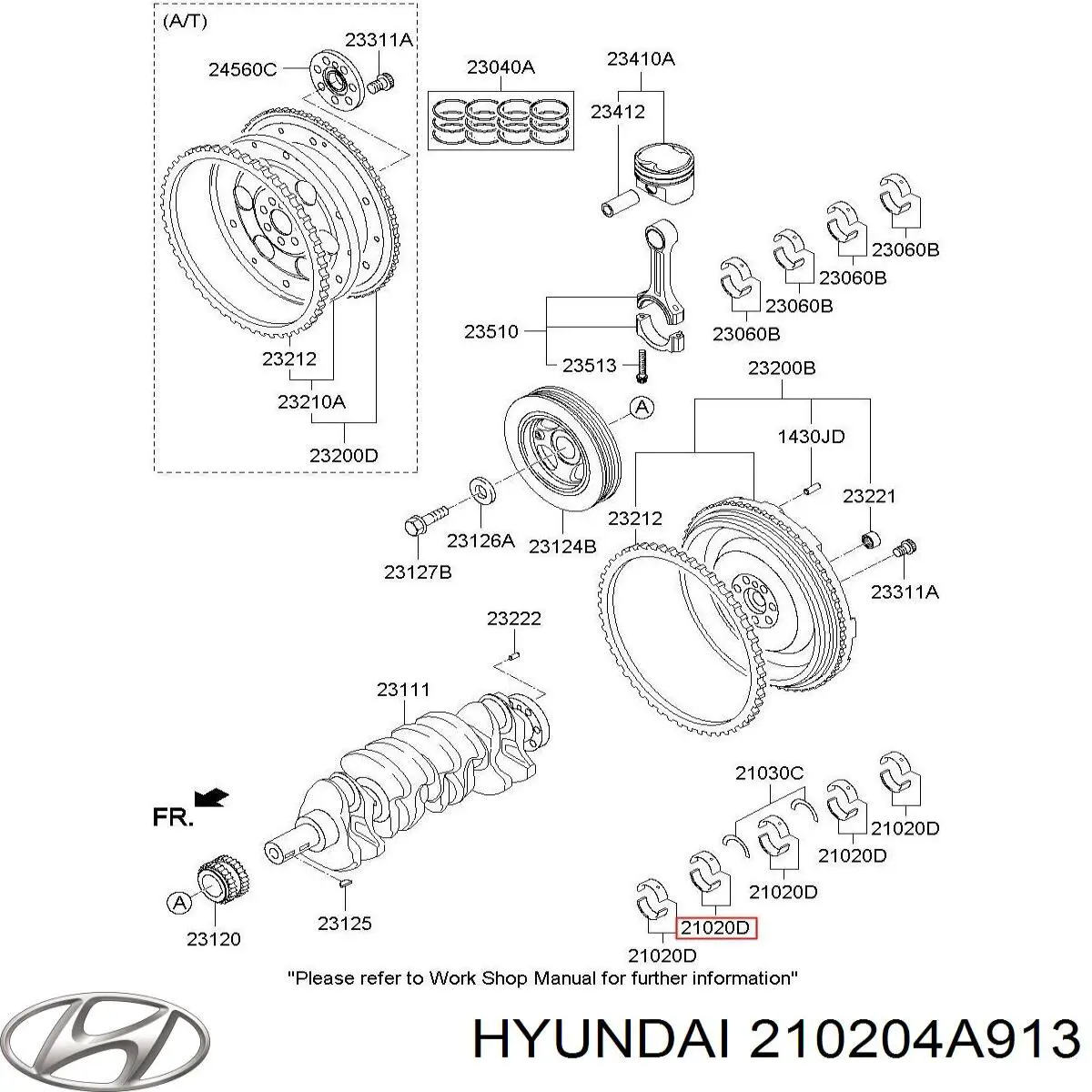 Вкладыши коленвала коренные, стандарт (STD) Hyundai/Kia 210204A913 цена, от 28.70 USD