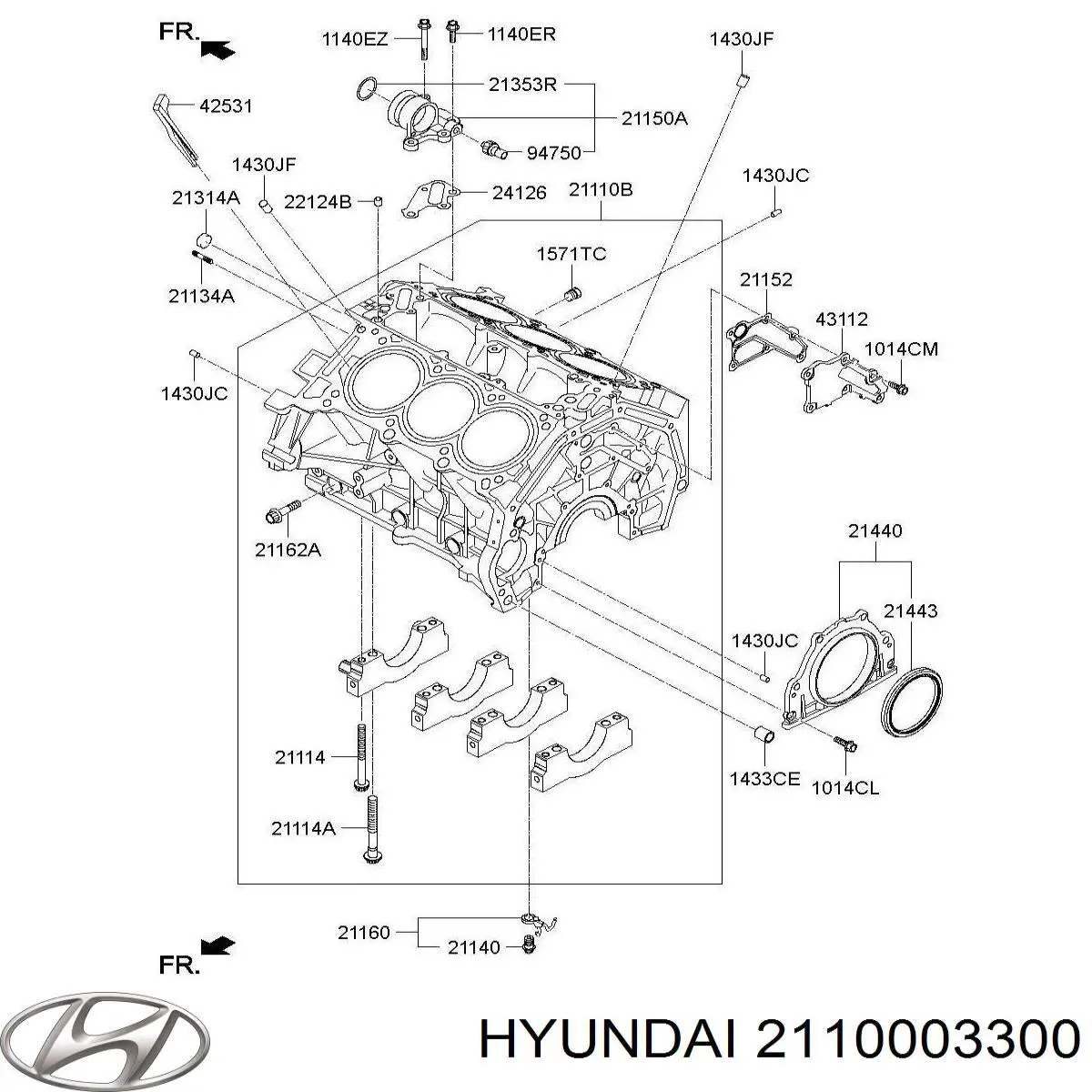 Блок цилиндров двигателя V401403P00 Hyundai/Kia