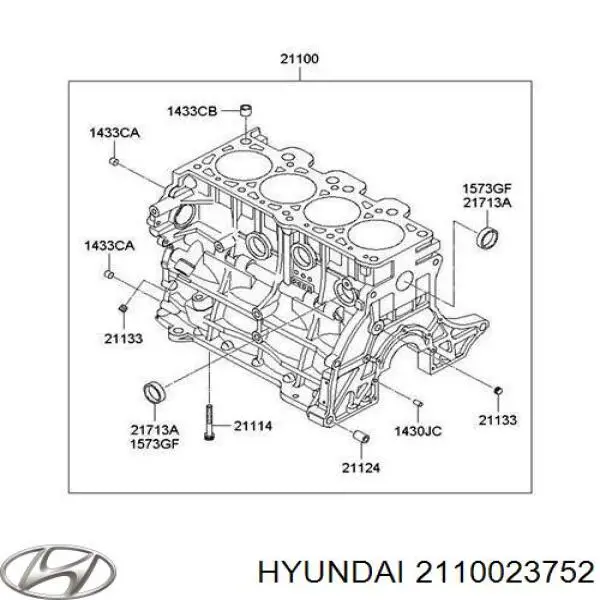 Блок двигателя Hyundai/Kia 2110023752 цена, от 199.44 USD