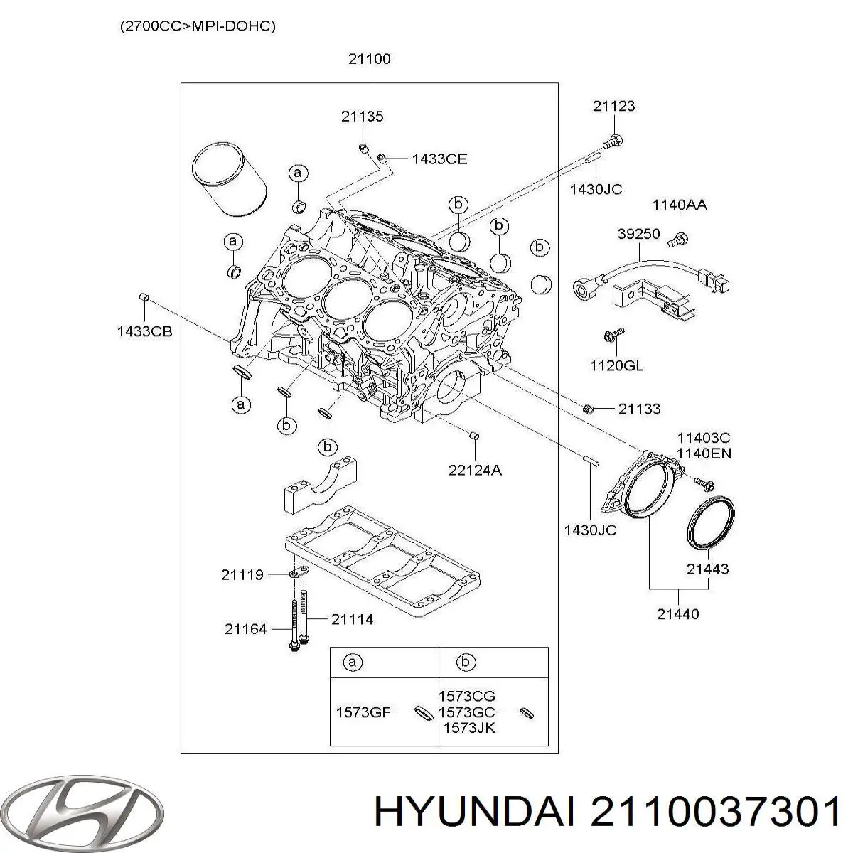 2110037301 Hyundai/Kia bloco de cilindros de motor