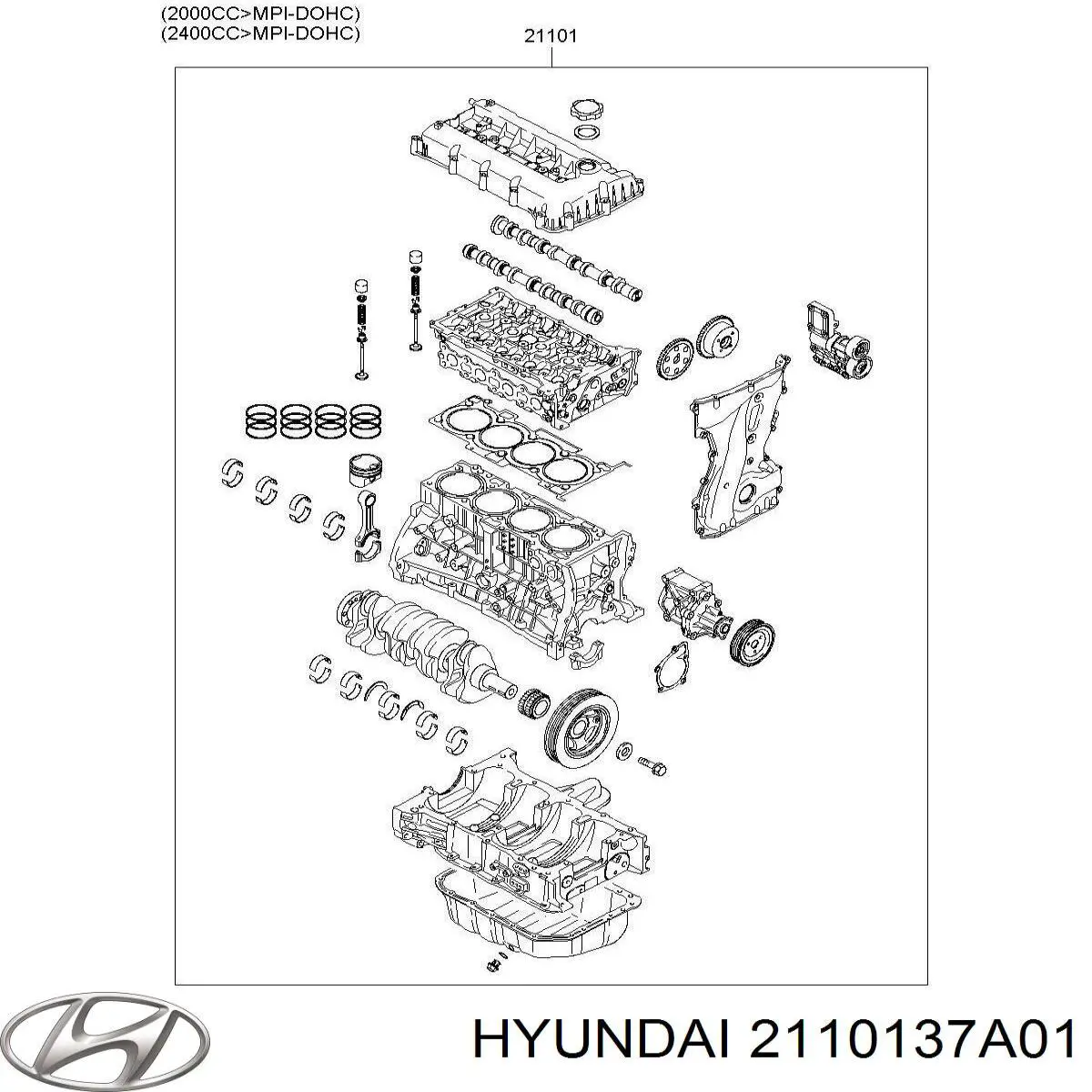 ДВС в сборе Hyundai/Kia 2110137A00 цена, от  USD