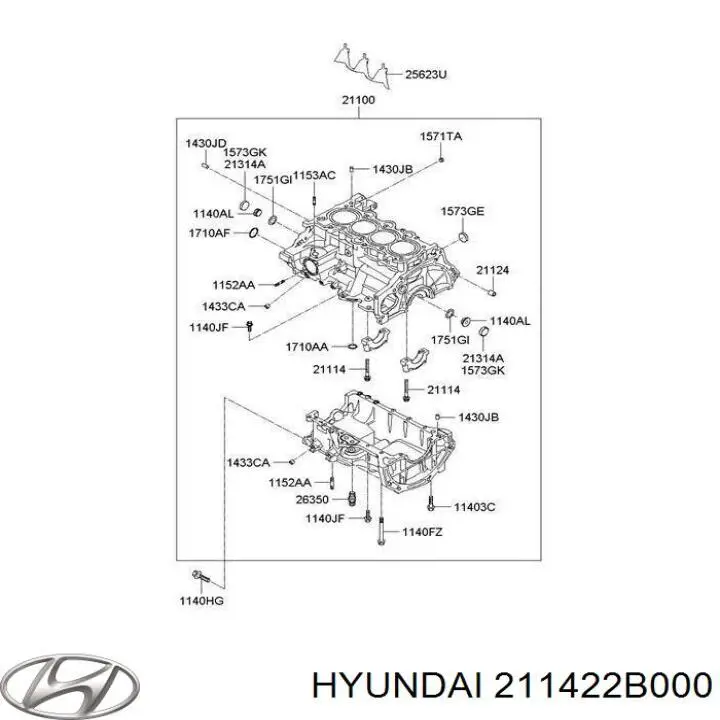 211422B000 Hyundai/Kia прокладка гбц