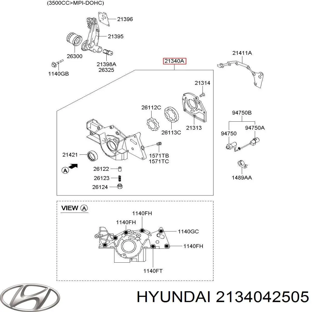 2134042505 Hyundai/Kia Масляный насос двигателя
