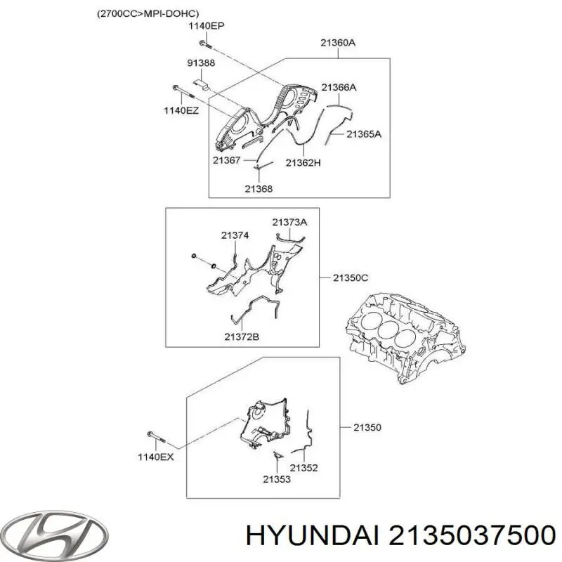 2135037500 Hyundai/Kia защита ремня грм нижняя