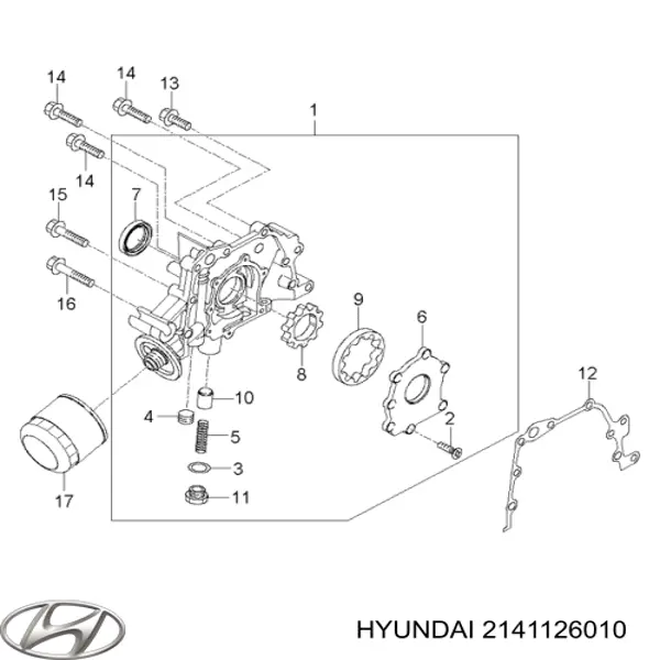 2141126010 Hyundai/Kia vedante de bomba de óleo