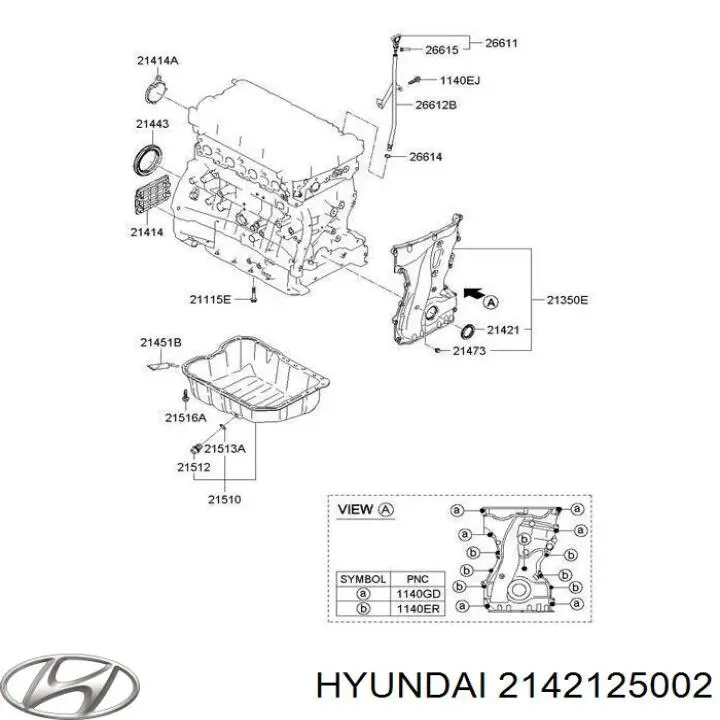 2142125002 Hyundai/Kia Сальник коленвала двигателя, передний