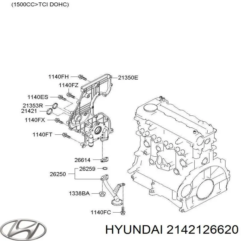 Сальник коленвала двигателя передний 2142126620 Hyundai/Kia