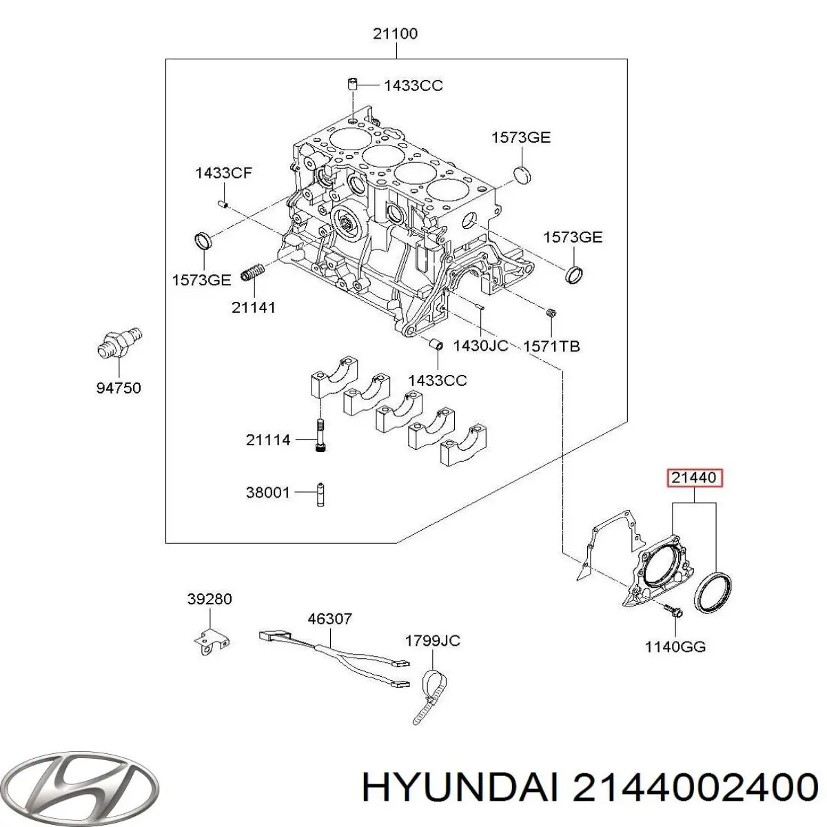 Купить 2144002401 Hyundai/Kia Сальник коленвала задний