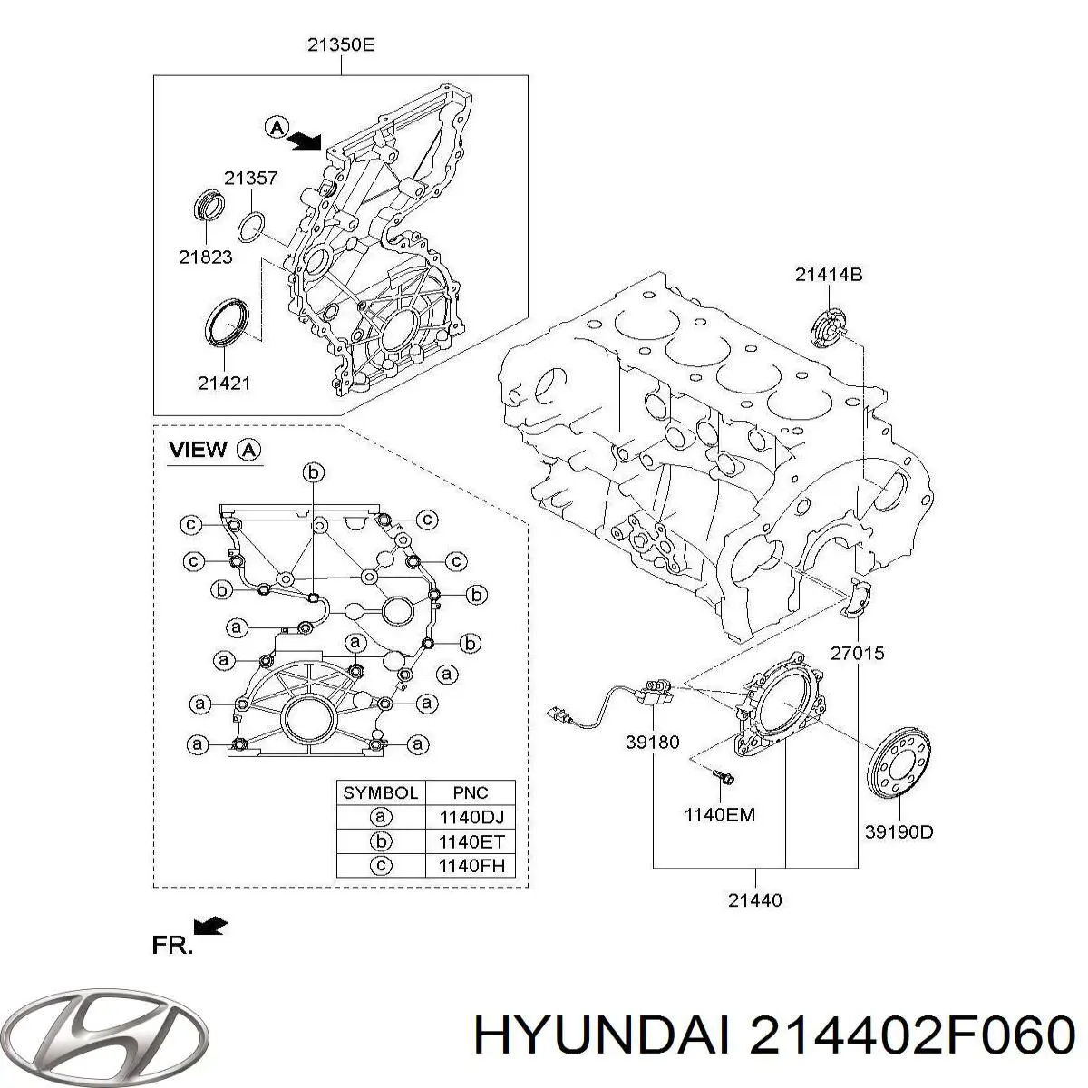 214402F060 HYUNDAI Anillo retén, cigüeñal trasero original y equivalente