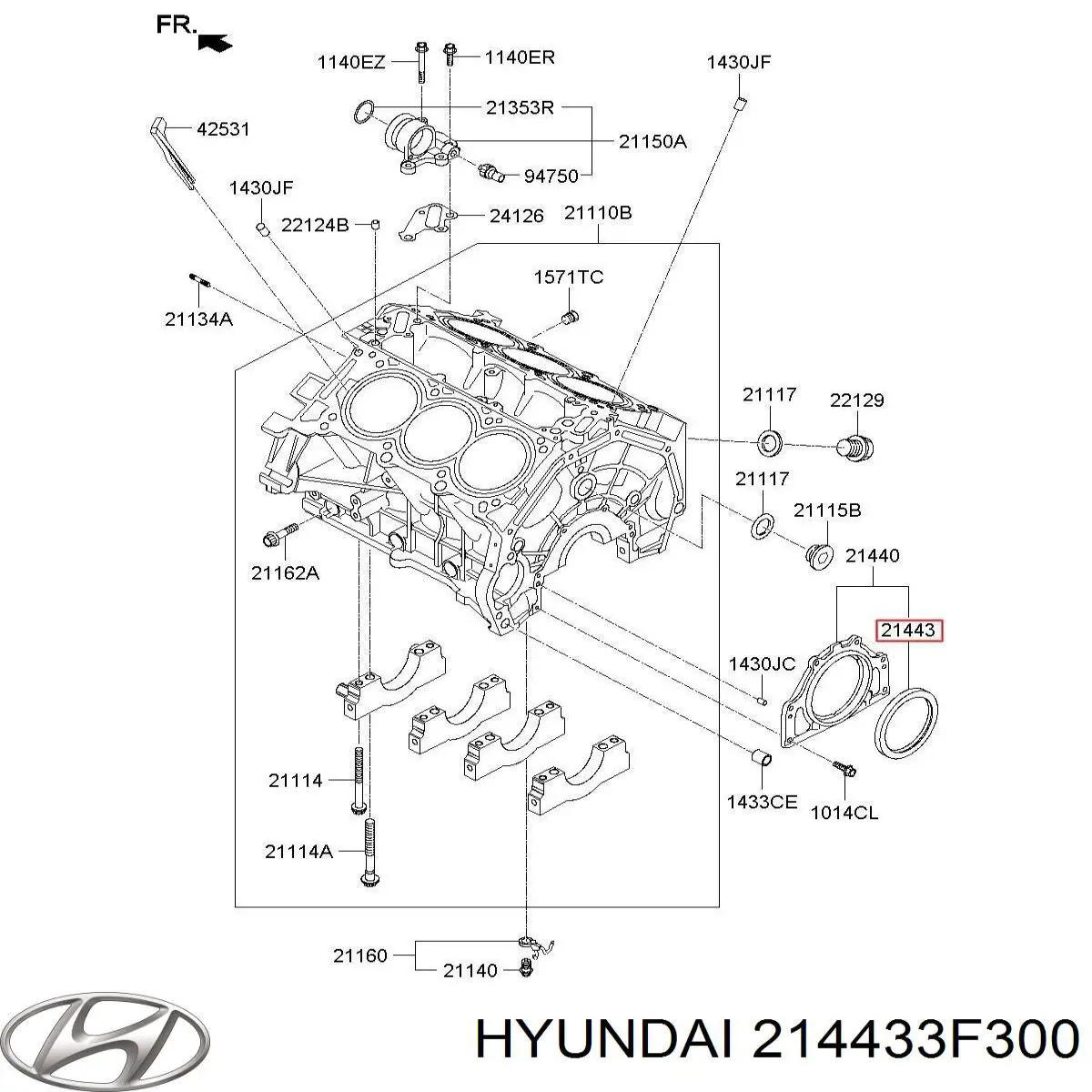 Купить 214433F300 Hyundai/Kia Сальник коленвала задний