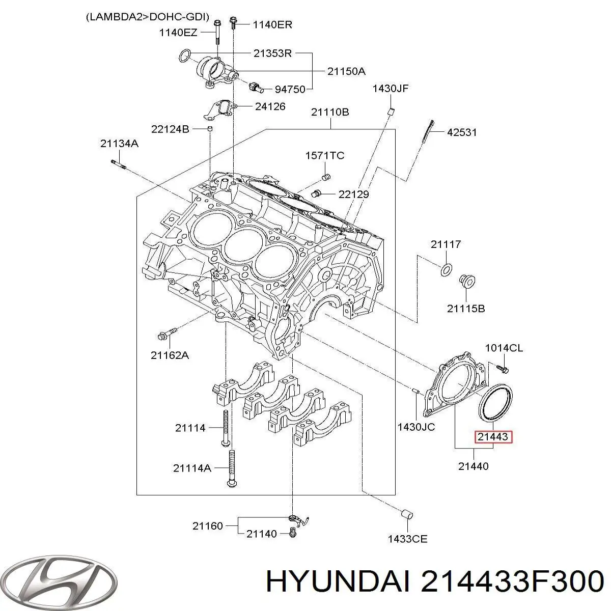 214433F300 Hyundai/Kia Сальник коленвала двигателя, задний