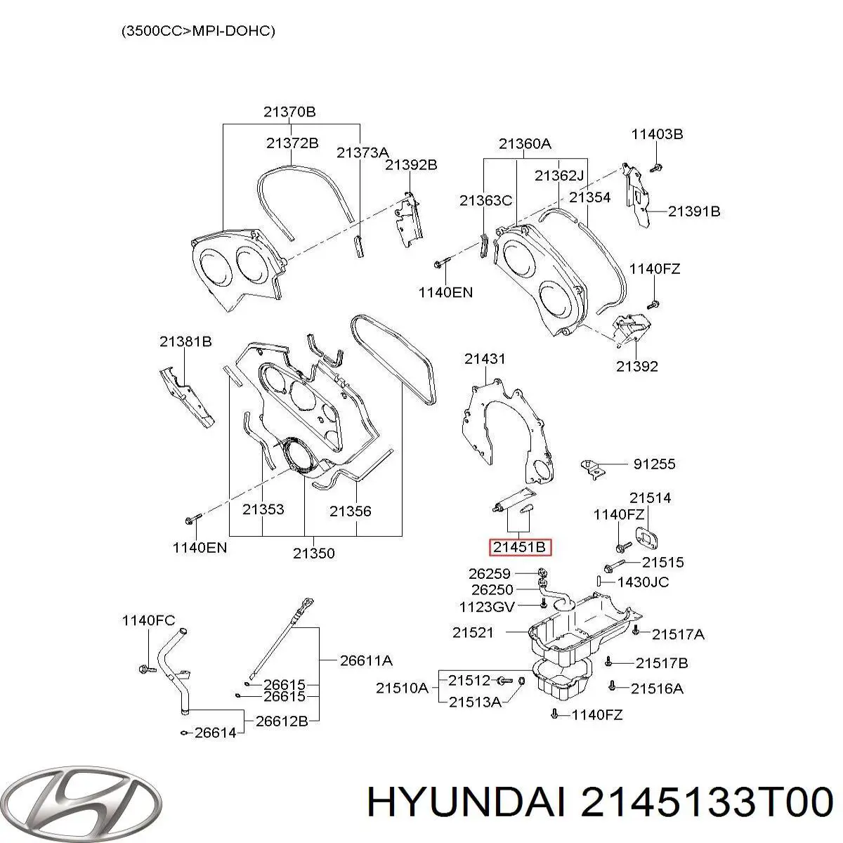 Sellador de cárter de aceite 2145133T00 Hyundai/Kia