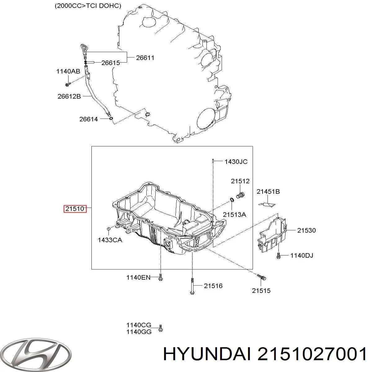 2151027001 Hyundai/Kia panela de óleo de cárter do motor