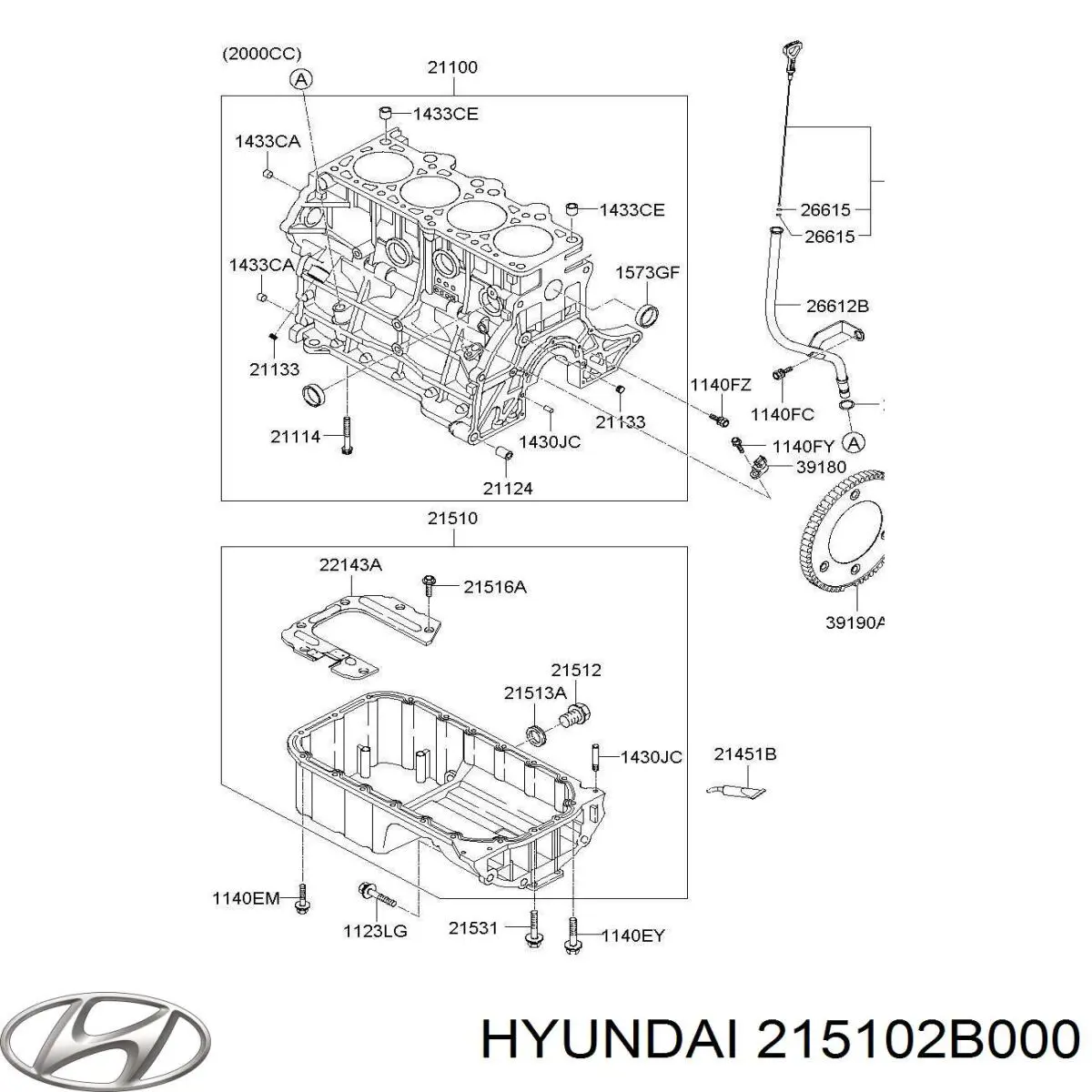 215102B000 Hyundai/Kia panela de óleo de cárter do motor