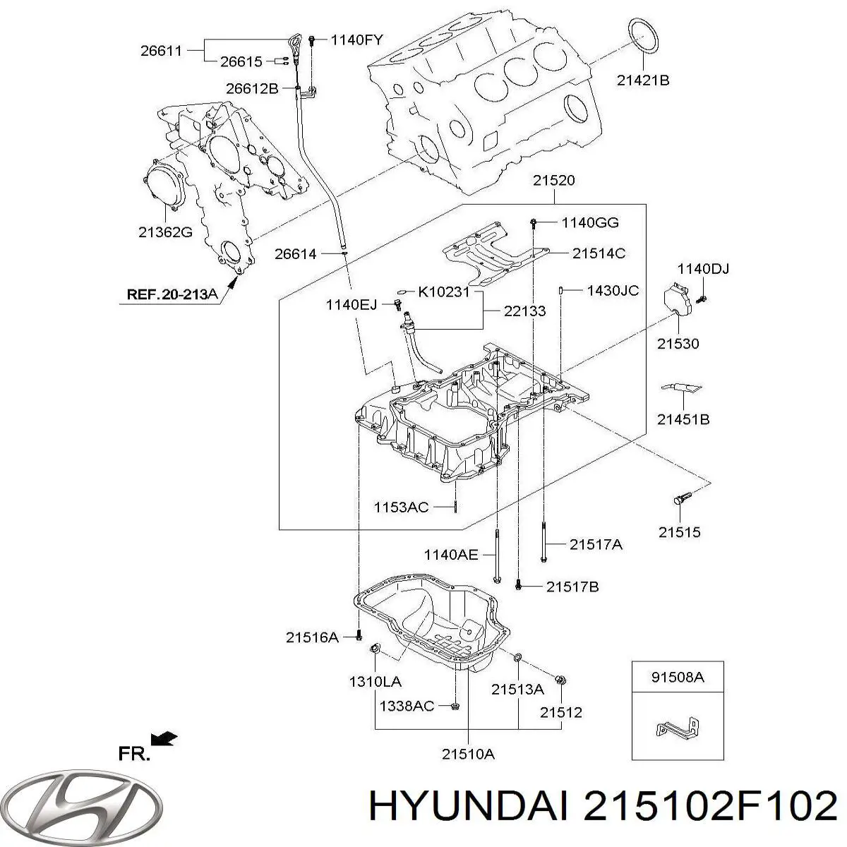 215102F102 Hyundai/Kia Поддон маслянный картера двигателя, верхняя часть