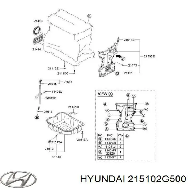 215102G500 Hyundai/Kia panela de óleo de cárter do motor