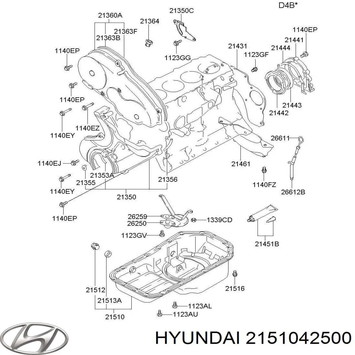 Поддон двигателя 2151042500 Hyundai/Kia