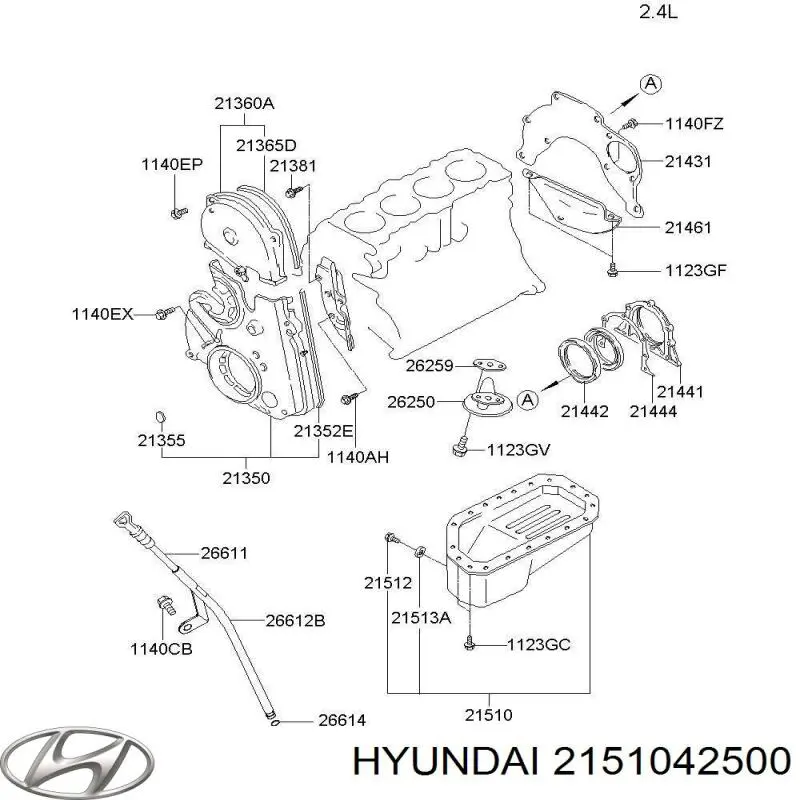 Купить 2151042500 Hyundai/Kia Поддон картера двигателя