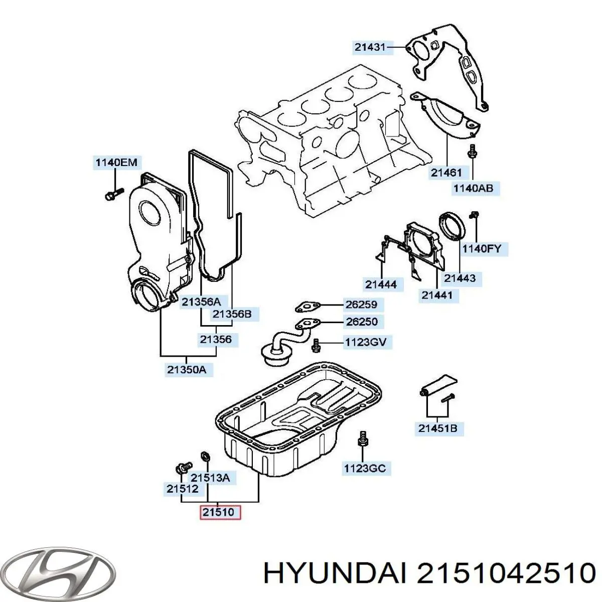Поддон масляный картера двигателя на Hyundai Galloper JK