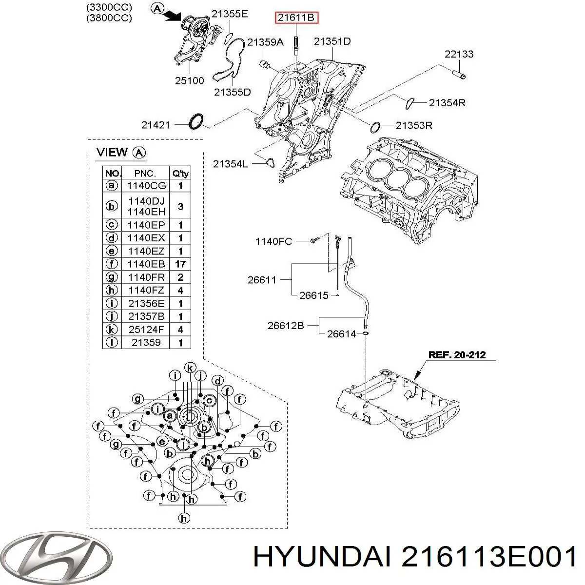  216113E001 Hyundai/Kia