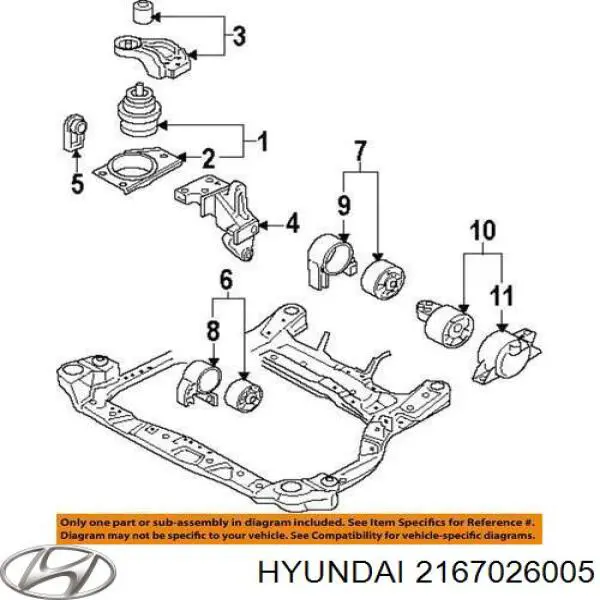 Кронштейн подушки (опоры) двигателя правой Hyundai/Kia 2167026005 цена, от 11.26 USD