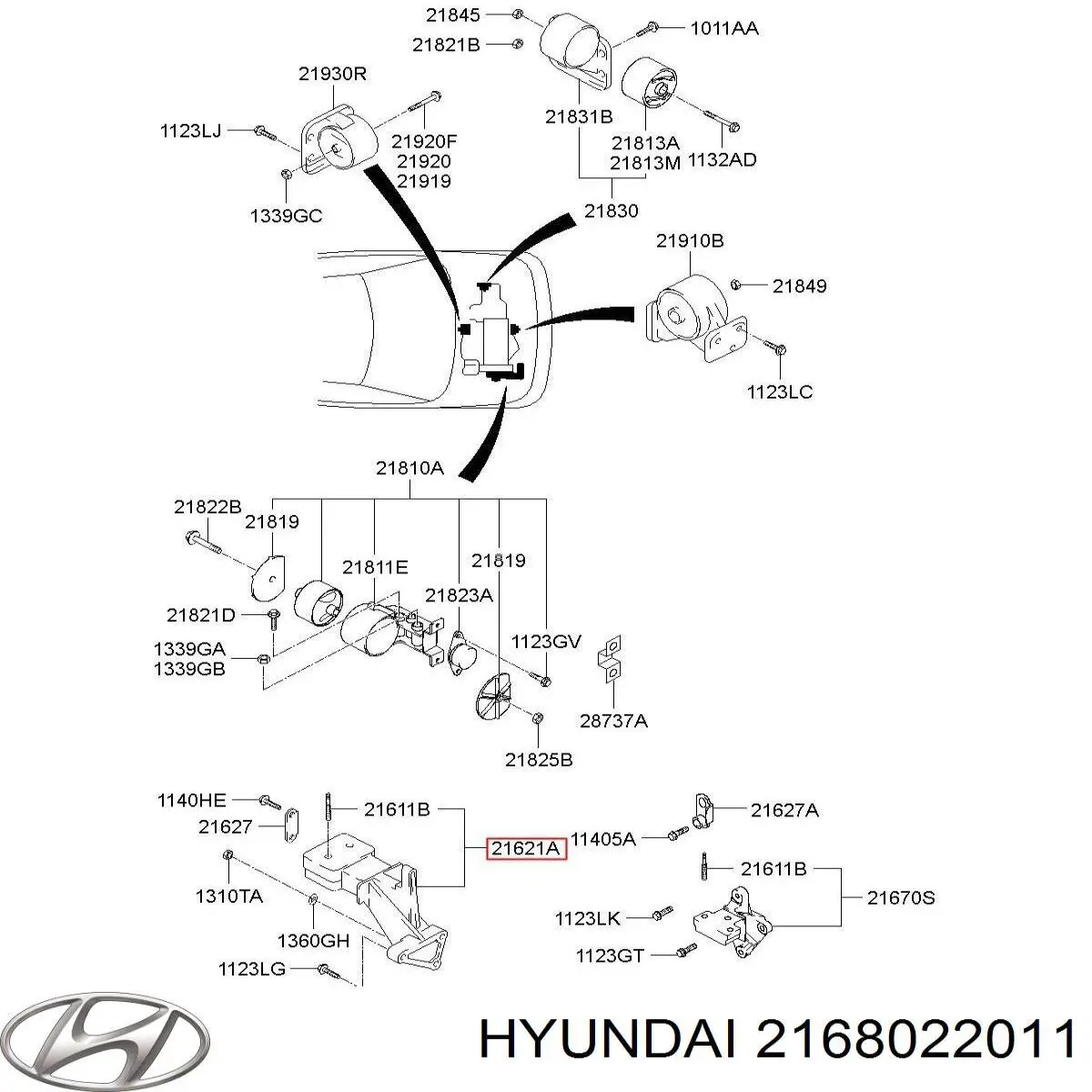 Кронштейн подушки (опоры) двигателя задней на Hyundai Accent LC