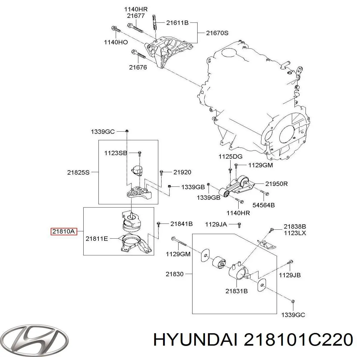 Правая подушка двигателя 218101C220 Hyundai/Kia