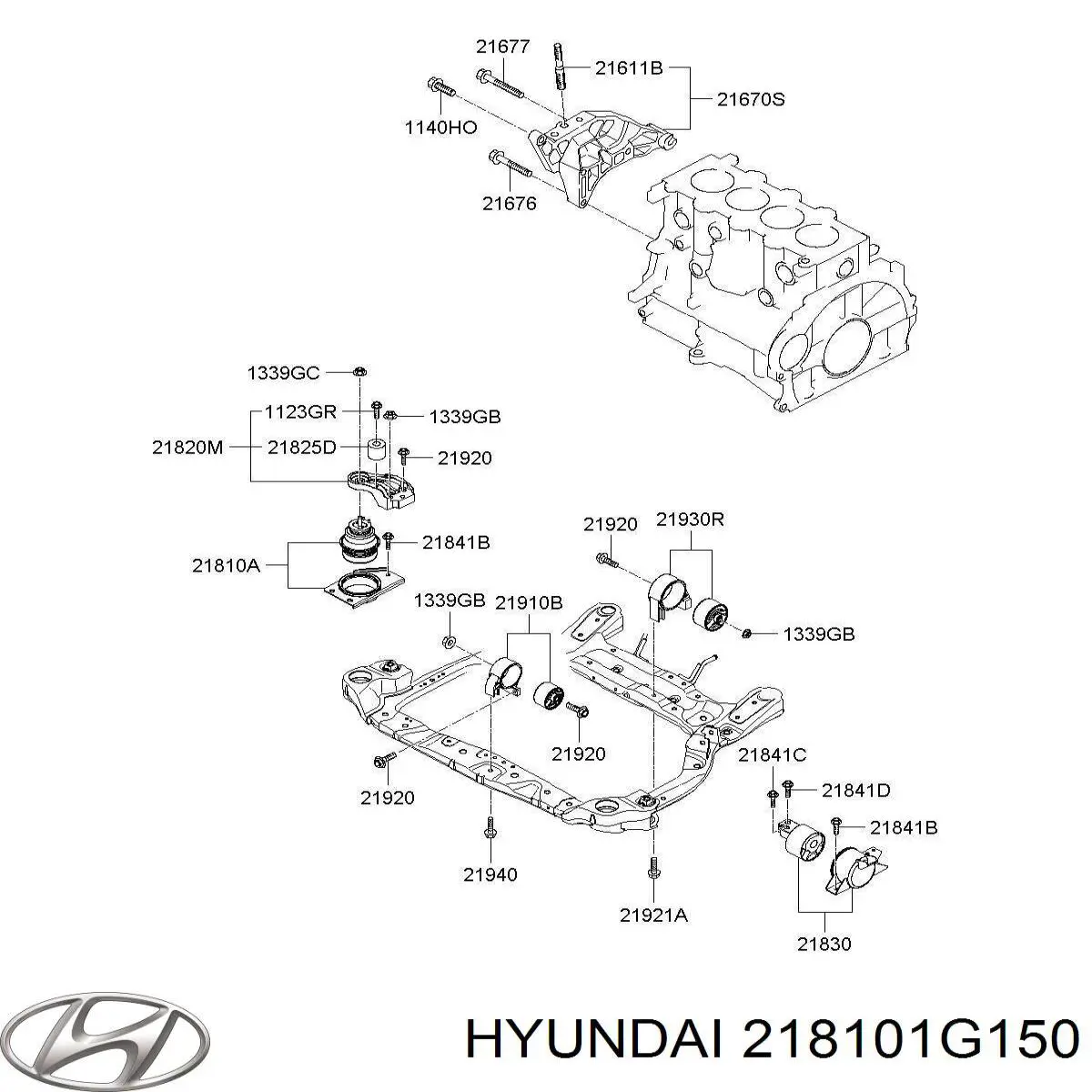 21810-1G150 Hyundai/Kia coxim (suporte direito de motor)