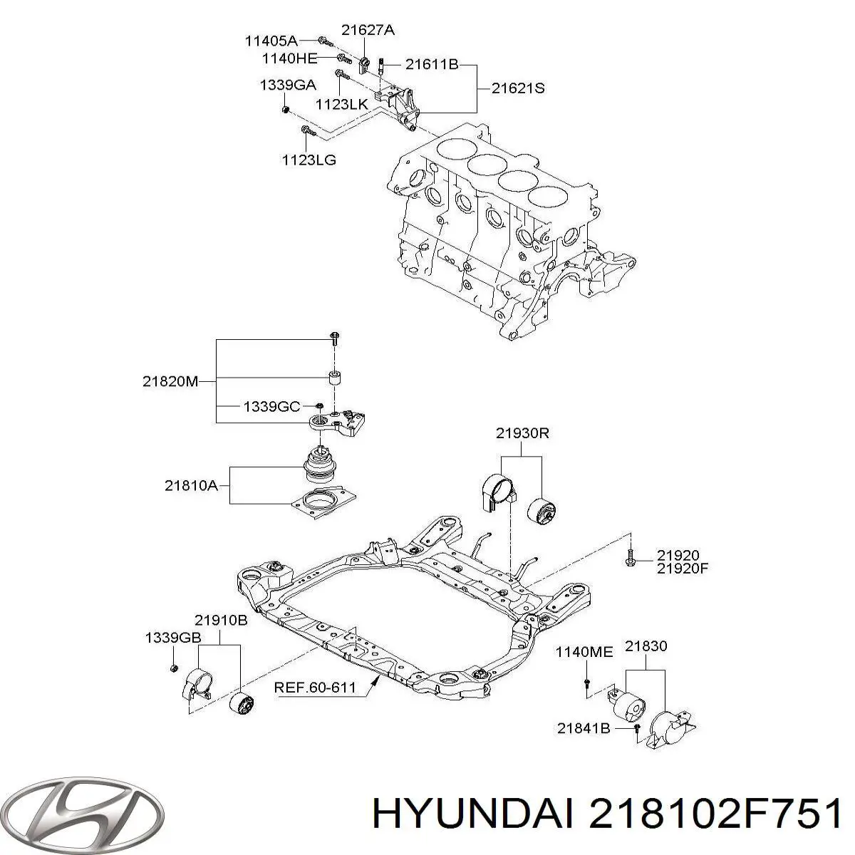 Правая подушка двигателя 218102F751 Hyundai/Kia