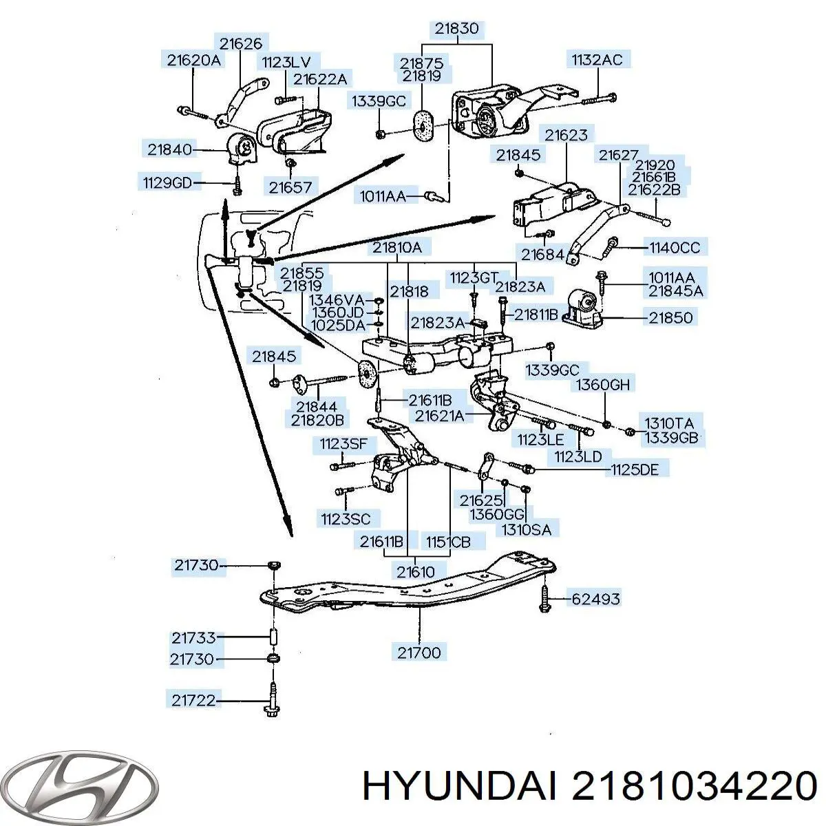 2181034220 Hyundai/Kia Подушка (опора) двигателя, левая