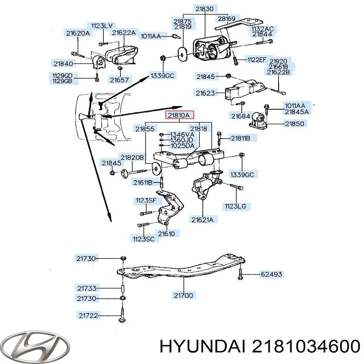 Подушка (опора) двигателя левая на Хундай Соната (Hyundai Sonata)
