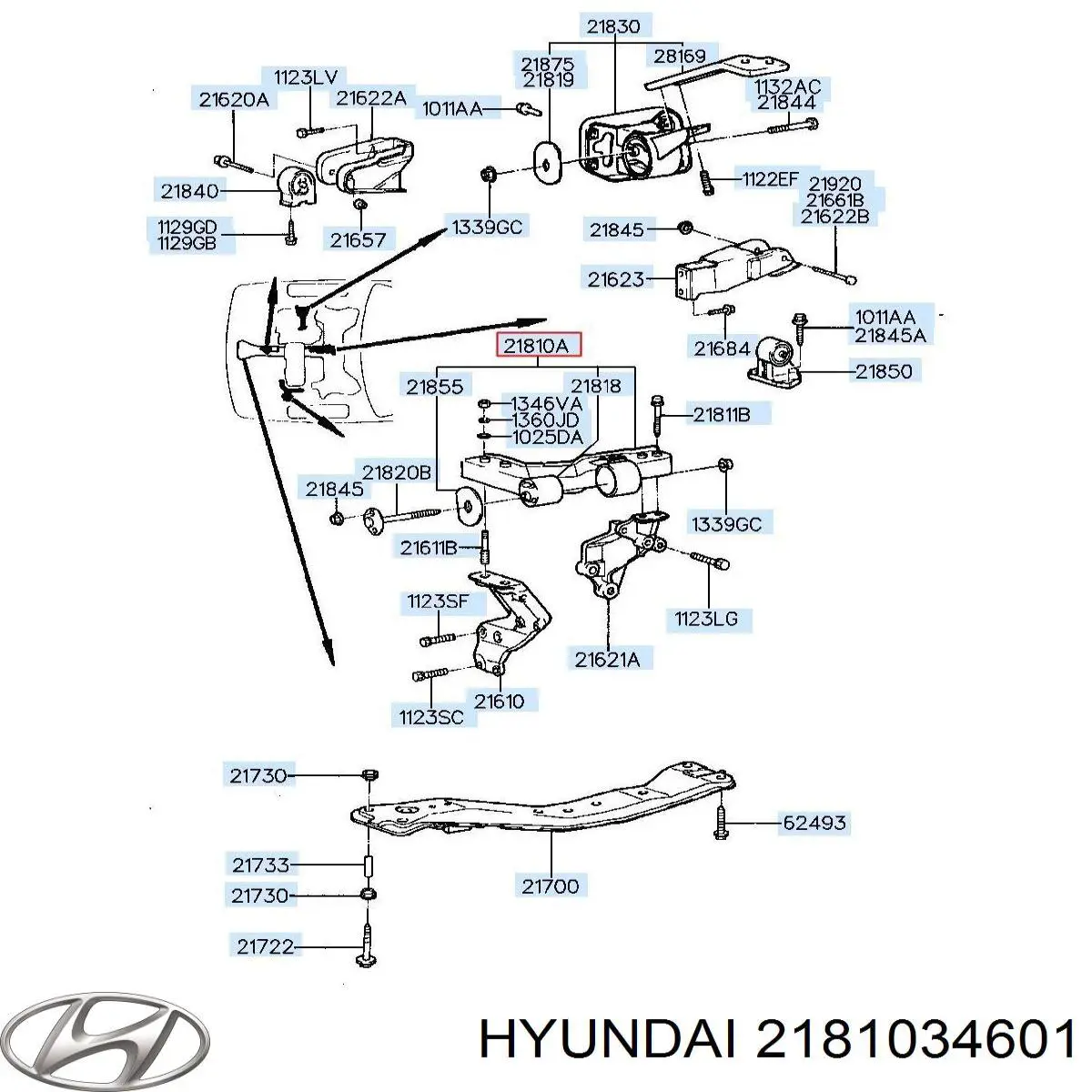 Левая подушка двигателя 2181034601 Hyundai/Kia