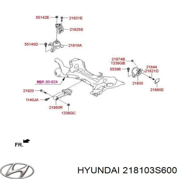 218103S600 Hyundai/Kia coxim (suporte direito de motor)