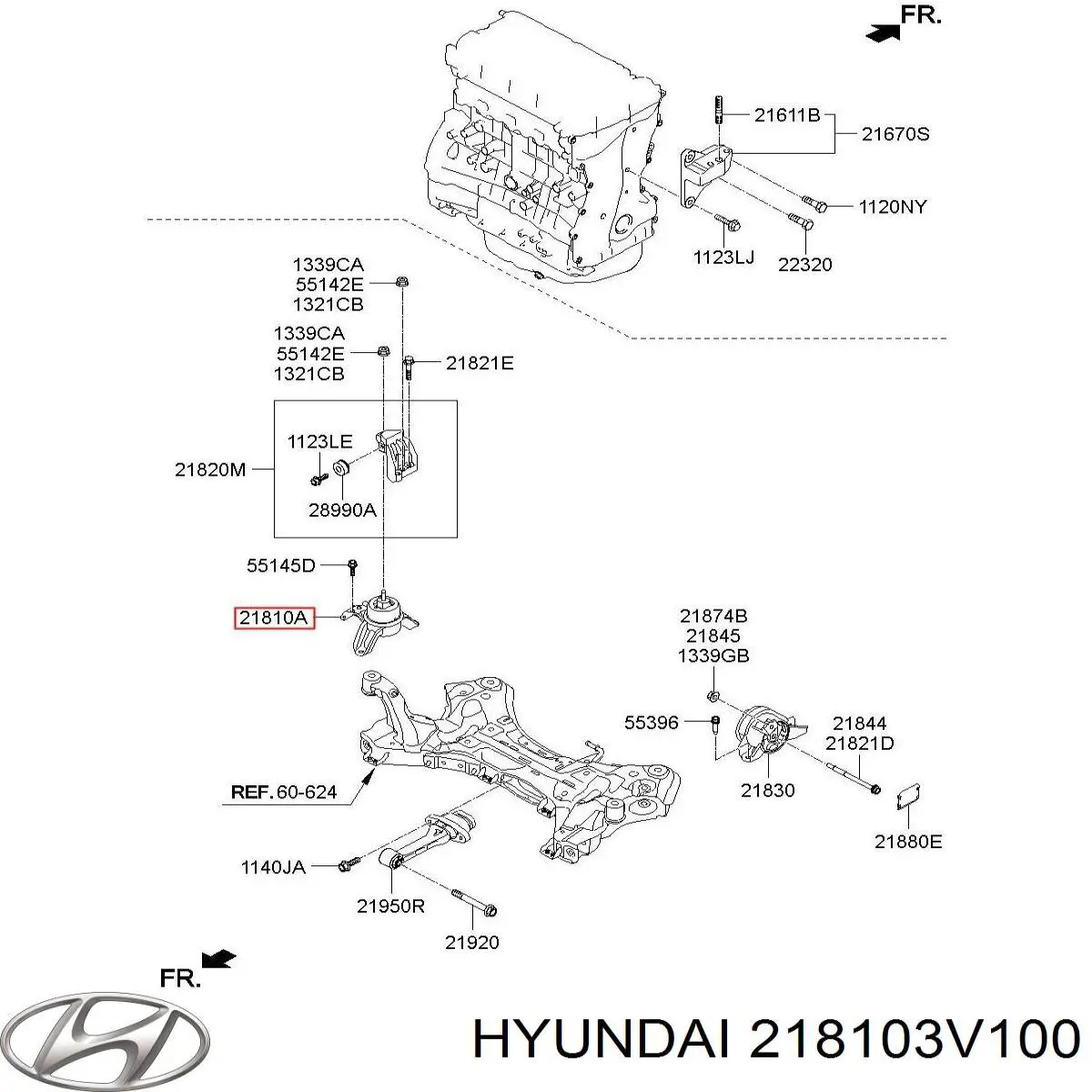 Подушка двигателя 218103V100 Hyundai/Kia