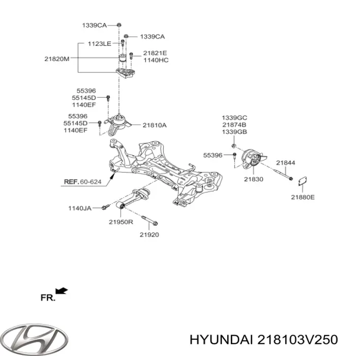 218103V250 Hyundai/Kia coxim (suporte direito de motor)