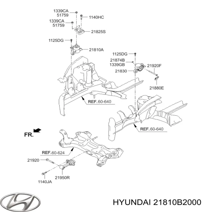 Правая подушка двигателя 21810B2000 Hyundai/Kia