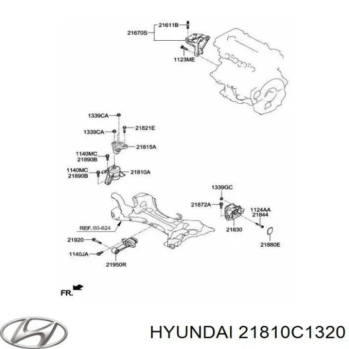 Coxim (suporte) direito de motor para Hyundai Sonata (LF)