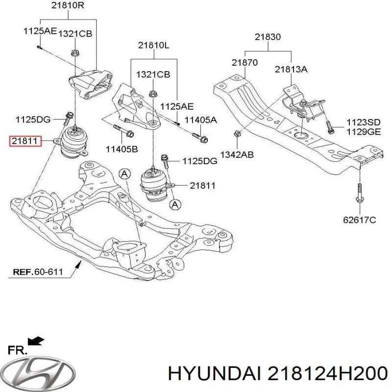 218124H200 Hyundai/Kia Опора двигателя, левая/правая