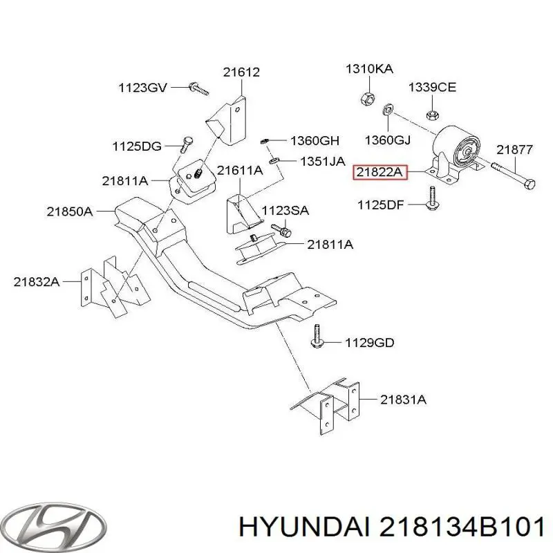 218134B101 Hyundai/Kia подушка трансмиссии (опора коробки передач)