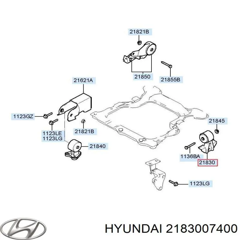 2183007400 Hyundai/Kia coxim de transmissão (suporte da caixa de mudança)